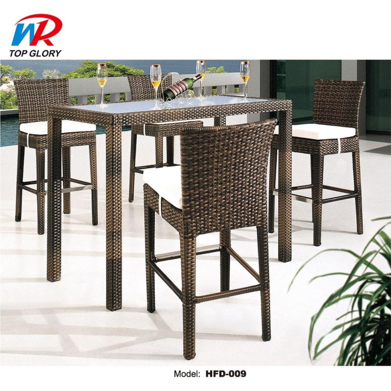 Simple Style Rattan Outdoor Furniture Aluminum Frame Rattan Bistro High Bar Stool