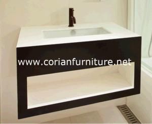 Wood Cabinets Corian Basin Modern Vanity