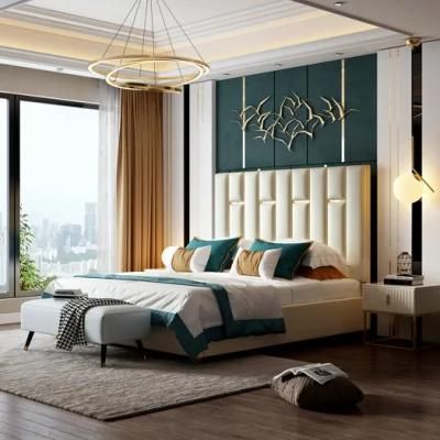Modern Life Home Furniture Italian Luxury Leather Wooden Bedroom King Size Bed