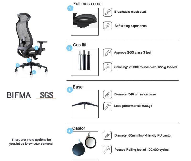 340mm White PA Starbase Approved BIFMA Computer Parts Office Furniture