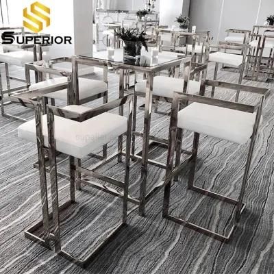 Luxury Hotel Stainless Steel Bar Chair with Cocktail Table