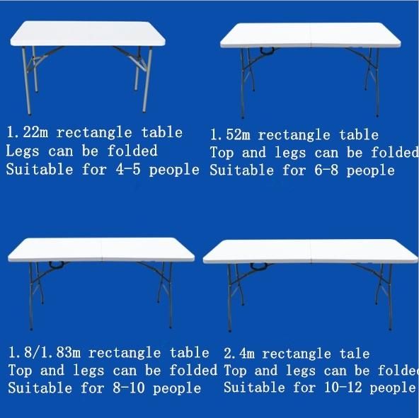 Wholesale Outdoor Garden Furniture 6FT X 2.4FT Rectangle White Outdoor Plastic HDPE Folding Foldable Table for Parites Events Wedding