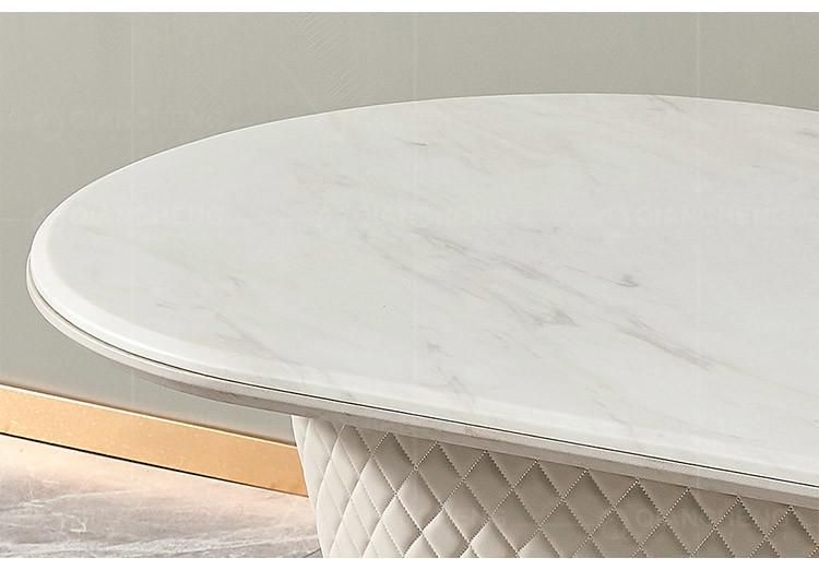 Modern Home Furniture Gold Stainless Steel Marble Dining Table