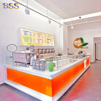 Orange Juice Counter Table LED Juice Bar Counter with Stools