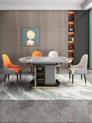 Bright Slate Dining Table Household Small Apartment Storage Telescopic Dining Table Modern Minimalist Variable Round Folding Dining Table