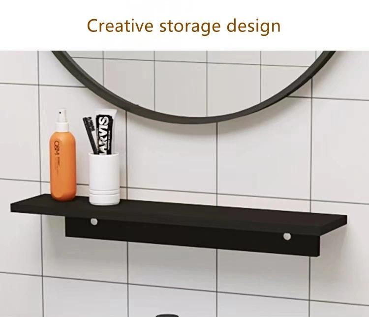 Modern Style Wooden Black Color Wash Basin Double-Deck Bathroom Storage Cabinet with Mirror