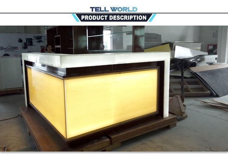 Customized Modern Cafe Bar Counter Commercial Bar Cashier Desk by Solid Surface