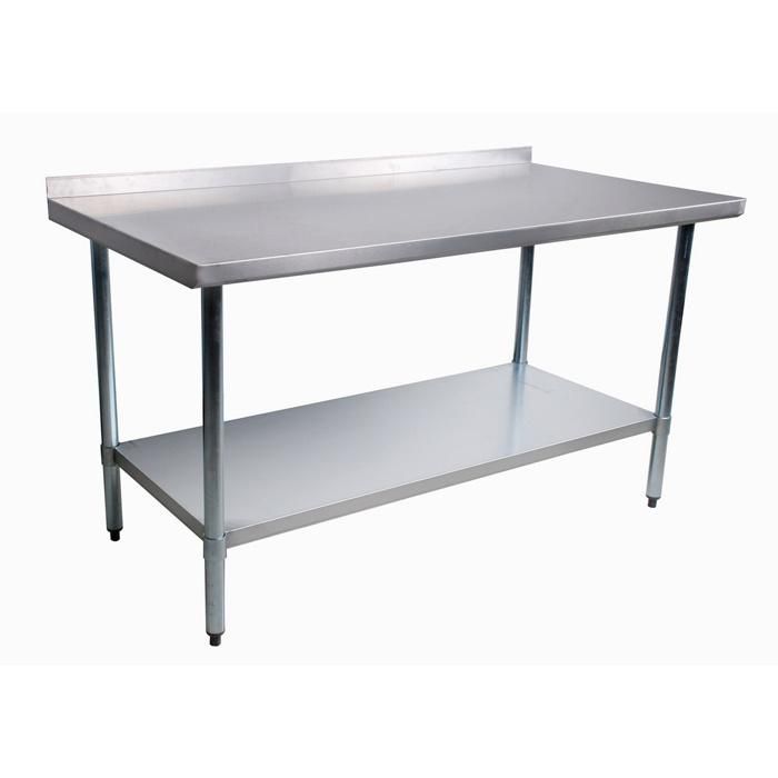 2 Layers Round Tube Galvanized Work Table with Backsplash for Kitchen Using