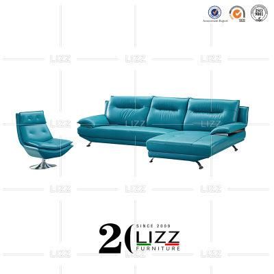 High Quality Modern Home Furniture Living Room Sectional Genuine Leather Sofa Set with Coffee Table