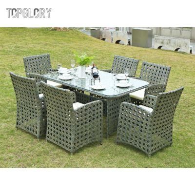 Outdoor Furniture Rattan Garden Furniture Chair Armrest Aluminum Glass Coffee Table Patio Courtyard Lounge Leisure Table Sets