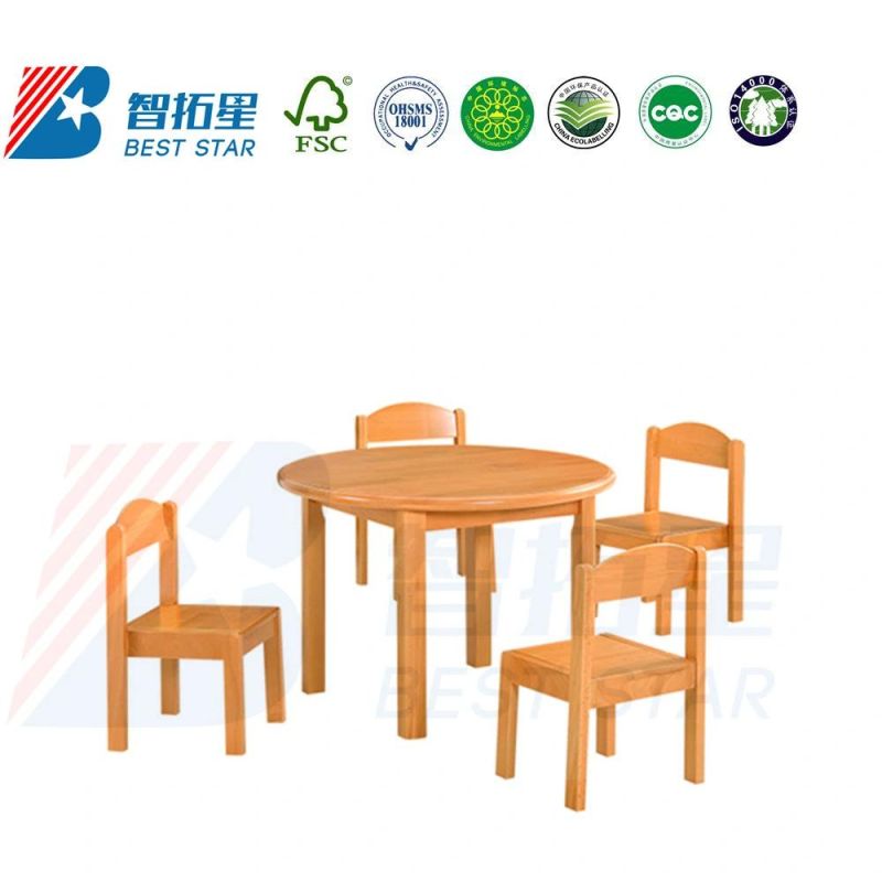 Beech Wood Study Table, Child Small Round Table, Student Table, Kid Wood Preschool Table, Nursery Table, Kindergarten Table