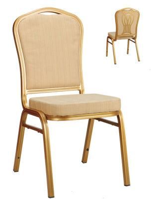 Luxury Infinity Golden Banquet Chairs Stainless Steel Wedding Chairs Stacking White PU Seat