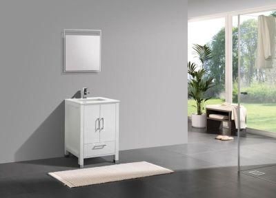 White Integrated Single Sink Bathroom Cabinet Vanity Simple