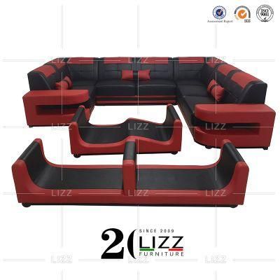 Luxury Sectional Modern Home Furniture Gaming Style European Living Room Genuine Leather Sofa with Coffee Table