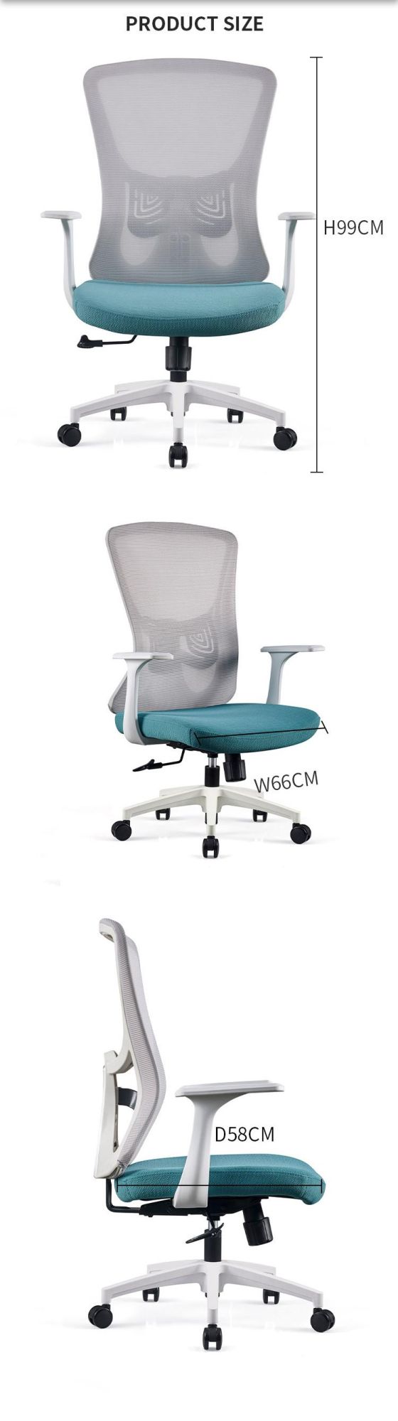 Promotion Top Quality Modern Home Ergonomic Desk Office Mesh White Chair with Armrest