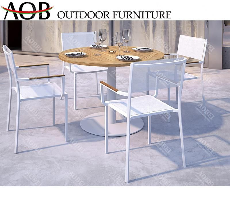 Modern Exterior Outdoor Garden Patio Home Hotel Restaurant Bar Textilene Dining Chair Table Furniture Set