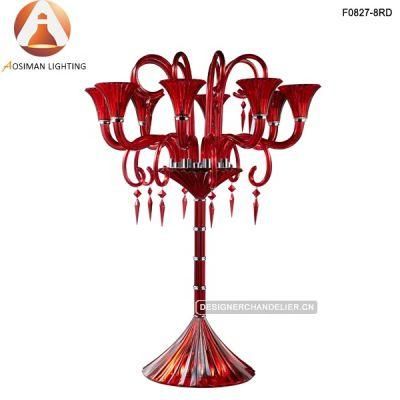 Baccarat Style Red Crystal Candelabra