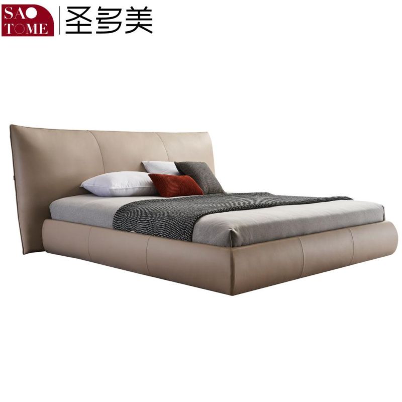 Luxury Bedroom Furniture Comfortable Leather Double Bed