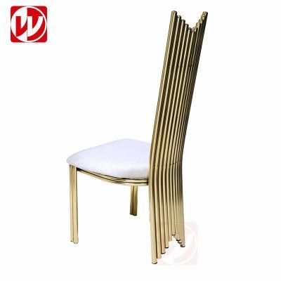 America Modern Design Golden High Back Home Dining Chair Hotel Luxury Wedding Banquet Stainless Steel Restaurant Chair