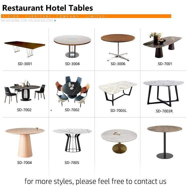 Modern Restaurant Furniture Black Steel Frame Marble Stone Round Dining Table