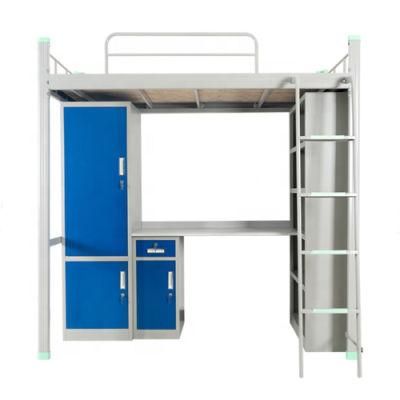 Wholesale Custom Steel Dormitory Loft Blue Bed with Desk&Stairs