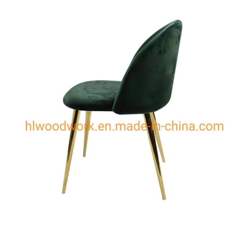 Vintage Grey Fabric Velvet Metal Armchair Dining Chair New Design Gold Metal Legs Modern Dining Room Velvet Chairs