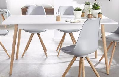 Simple Thin Rectangular Modern Wooden White Dining Table Furniture for Restaurants