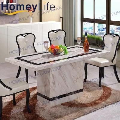 Easy-Cleaning Rectangle Home Furniture Solid Marble Dining Table