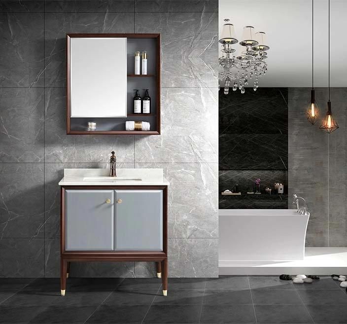 High Grade Europeanplywood Bathroom Cabinet Combination Mirror Cabinet Marble Table