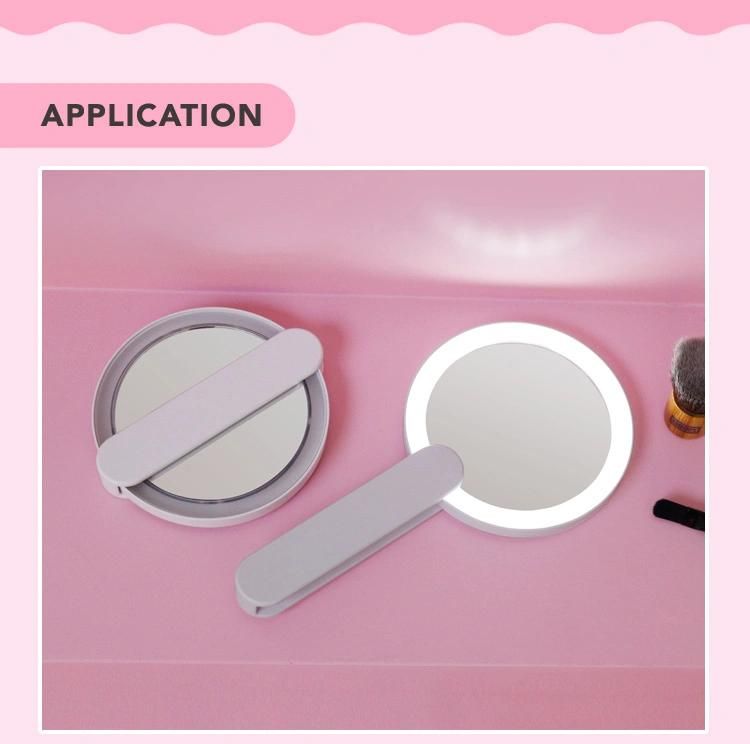 New Style Gift Hand Pocket Portable LED Cosmetic Makeup Mirror