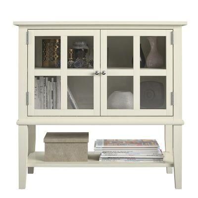 Modern Antique Furniture White Painting Wooden 2 Door Accent Storage Cabinet Living Room Furniture