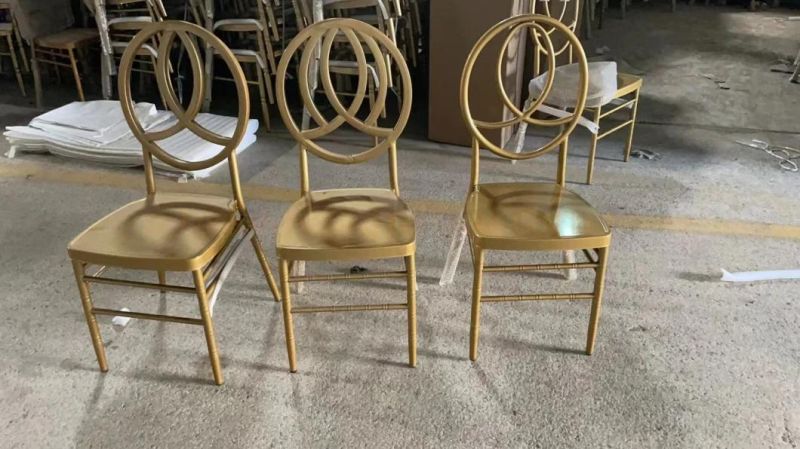 Metal Furniture Wedding Event Gold Stainless Steel Chair White Cross Leather Decorative Dining Chair