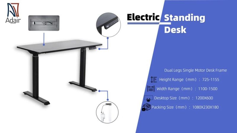 Height Adjustable Bamboo Table for Office Standing Computer Desks