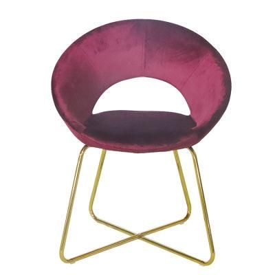 China Wholesale Modern Home Furniture High Quality Velvet with Metal Legs in Gold Dining Chair