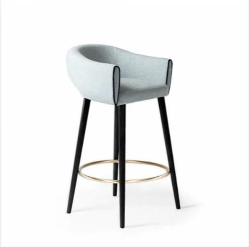 High-End Modern Design Hotel Gold Metal Iron Legs Bar Stool High Commercial Armrest Bar Chair for Barpu Leather