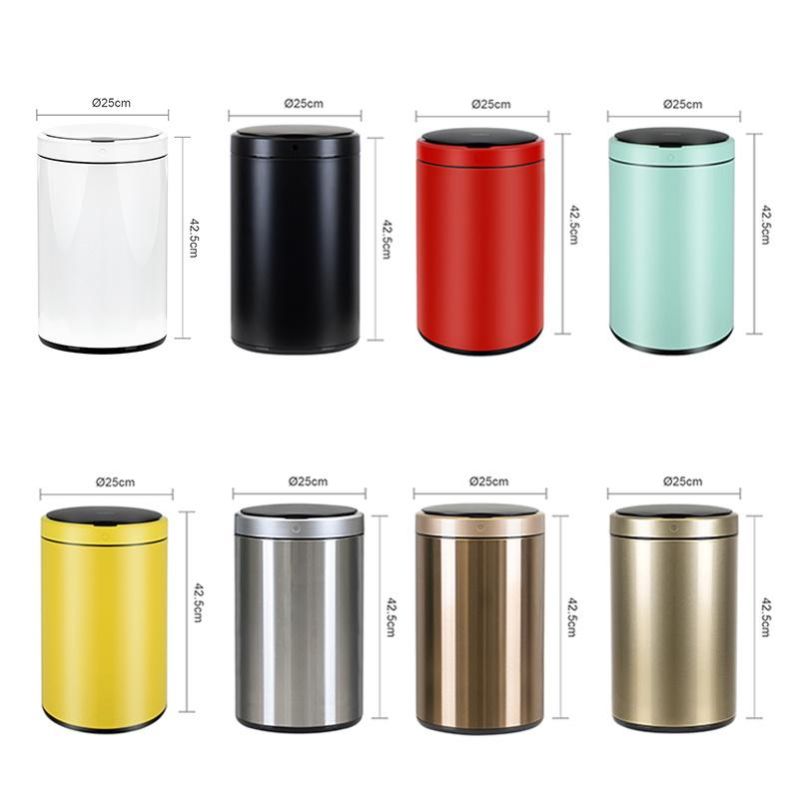 12L Automatic Sealing Trash Bin Modern Dust Bin Gold