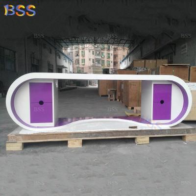 Purple Office Desk Ultra Modern Rounded Shape Office Desk Purple