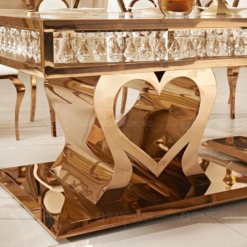 Stainless Steel Golden Sweetheart Modern Love Wedding Banquet Table