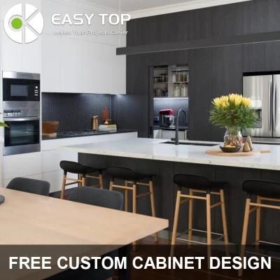 High Density Modern Particle Board Matt Black Cupboard Melamine Kitchen Cabinets Furniture