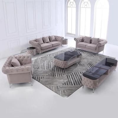 Good Quality Brown Home Chesterfield Fabric Sofa Set Modern European Design Living Room Furniture