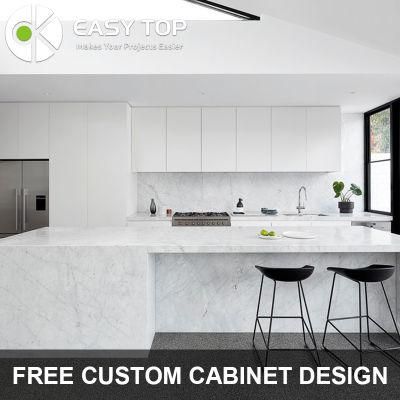 Italian Lacquer Quartz Stone High Gloss White Kitchen Island Modern Kitchen Cabinet