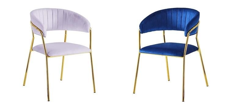 Purple Velvet Dinign Chair with Golden Legs for Home Furniture