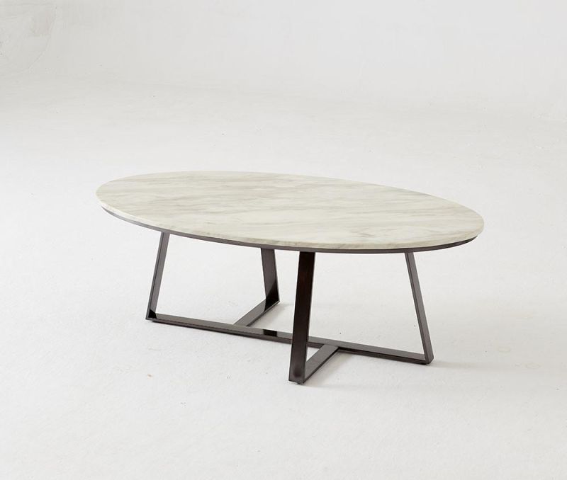Apartment Furniture Carbon Steel Marble Rock Beam Tea Table