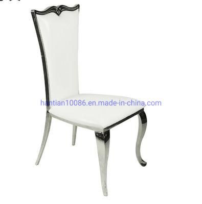 Silver Stainless Steel Leather Dining Chair Nordic Chair for Wedding Banquet