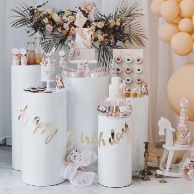 Hyc-T303 White Iron Cylindrical Dessert Stand Cake Table for Wedding and Window Creative Decoration