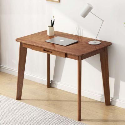 Solid Wood Writing Desk - Home Office Workbench Desk with Drawer, Laptop Computer Work Study Table