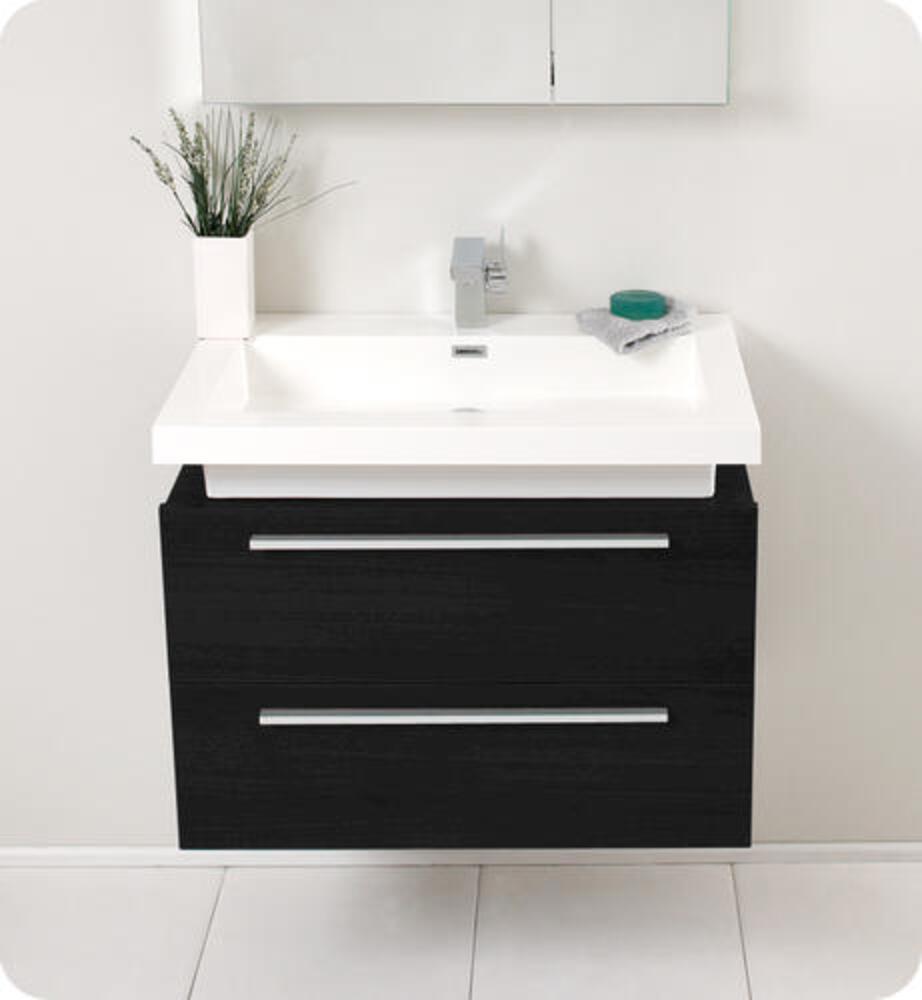 Modern Hotel Waterproof Wood Black Bathroom Cabinet Vanity with Mirror for Home