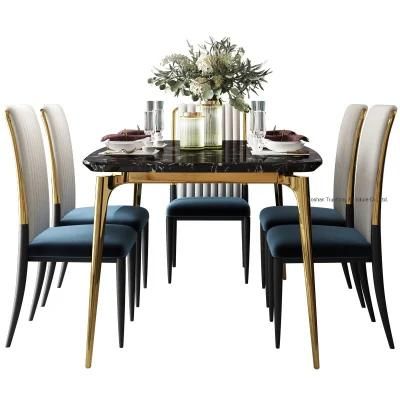 Hotel Restaurant Furniture Hotel Dining Table Metal Table Marble Top Dining Table Metal Gold Dining Table Furniture