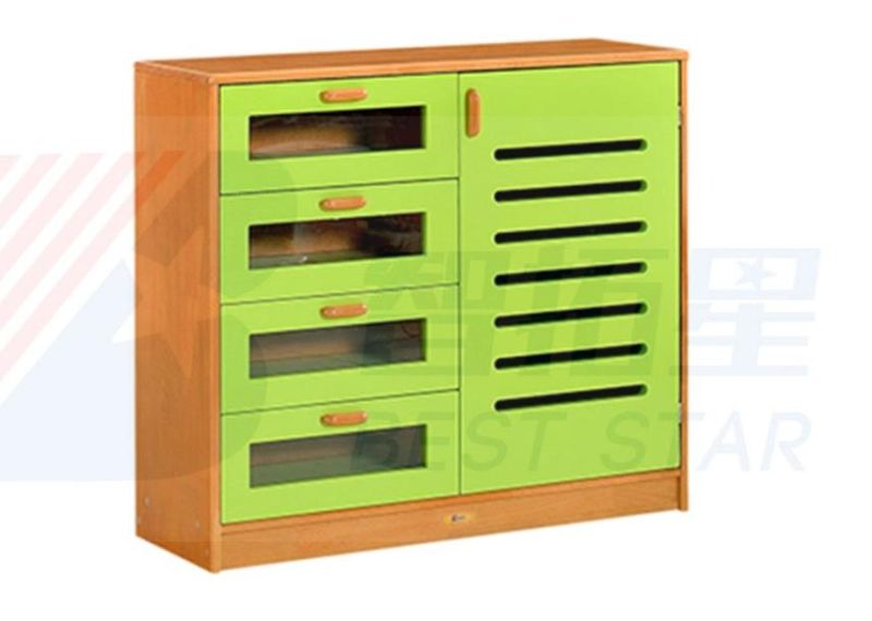 High Quality Wooden Modern Kids Toy Bookcase Storage Cabinet, Kindergarten and Preschool Furniture, Baby Nursery and Daycare School Storage Cabinet