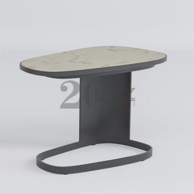 Foshan Lizz Home Living Room Furniture Modern Marble Top Coffee Table with Unique Metal Leg